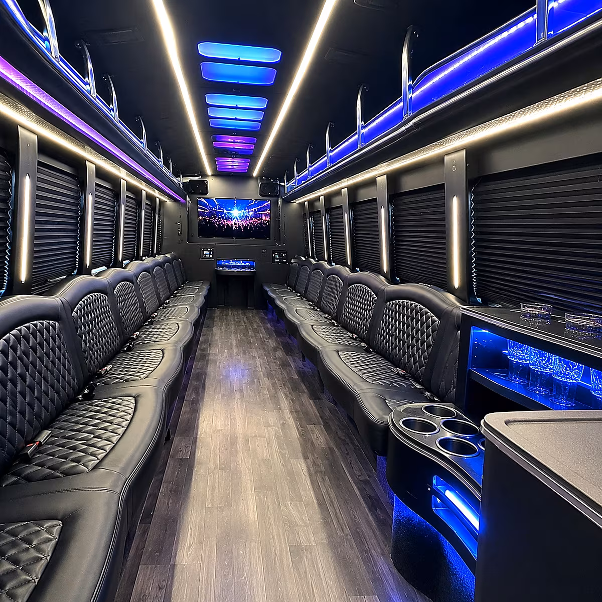 Seattle Private Event Transportation party bus interior