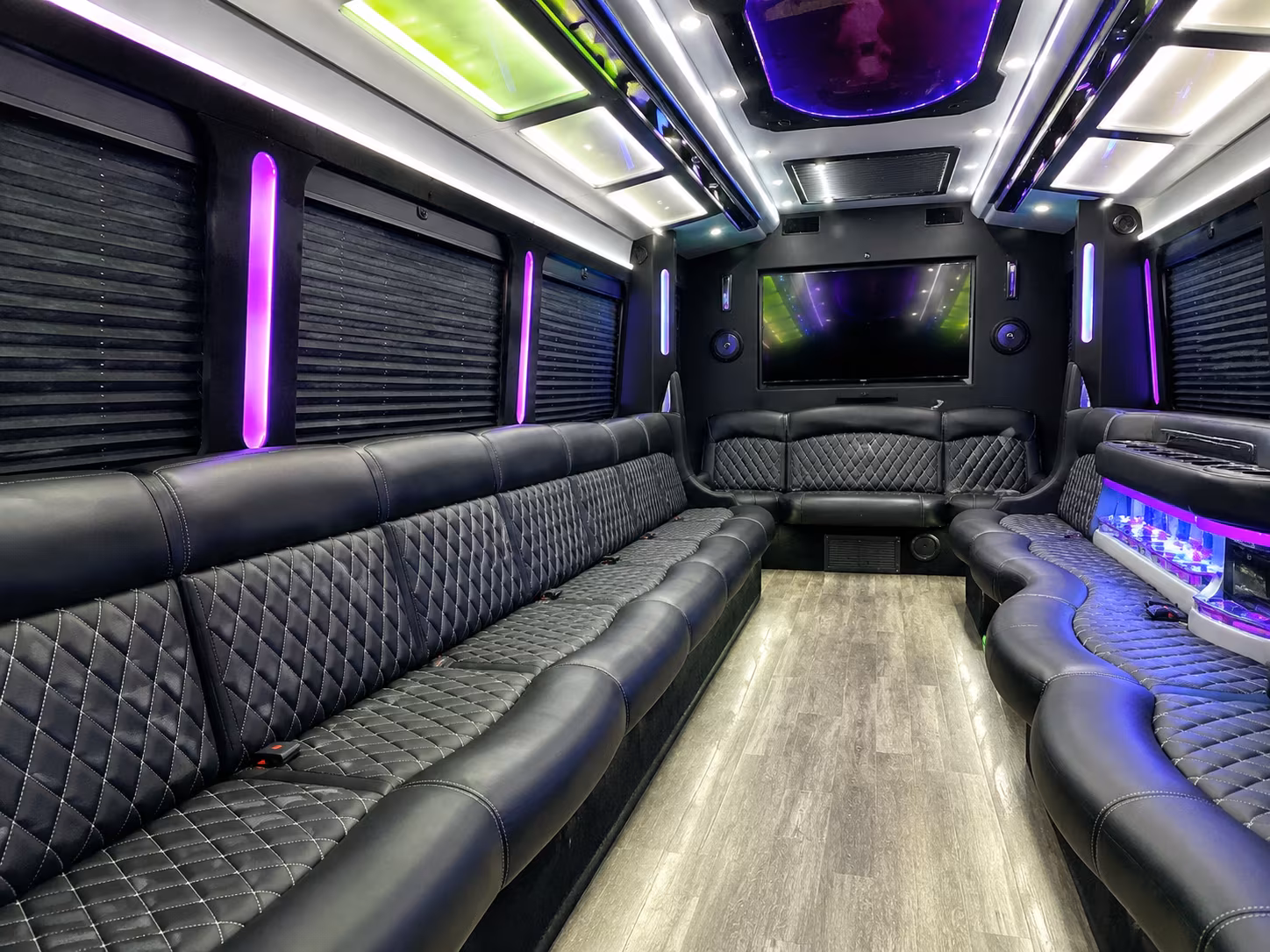 Seattle Sporting Event Transportation party bus interior